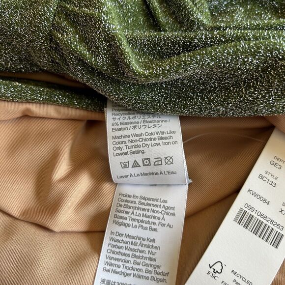 NWT J. Crew High Cut Tie Waist Bikini Bottom Green Sparkle BC133 Size XXL - Picture 6 of 7